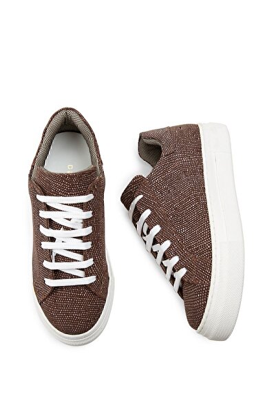 Deery Γνήσια γυναικεία παπούτσια Nubuck Brown Woven Sneaker