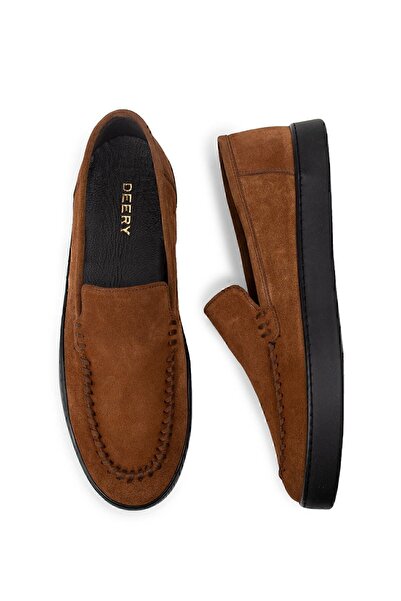 Deery Hakiki Süet Tarçın Rengi Loafer Erkek Ayakkabı