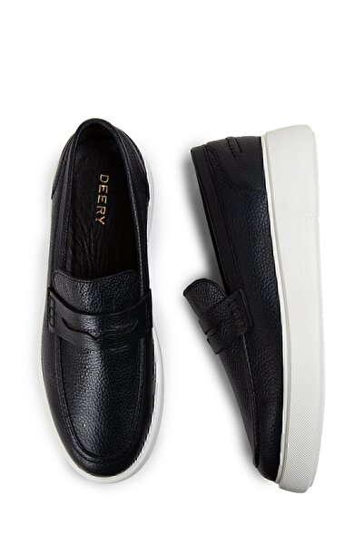 Deery Тъмносини мъжки мокасини от естествена кожа