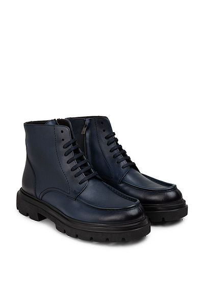 Deery Ανδρικές μπότες από γνήσιο δέρμα Navy Blue με φερμουάρ