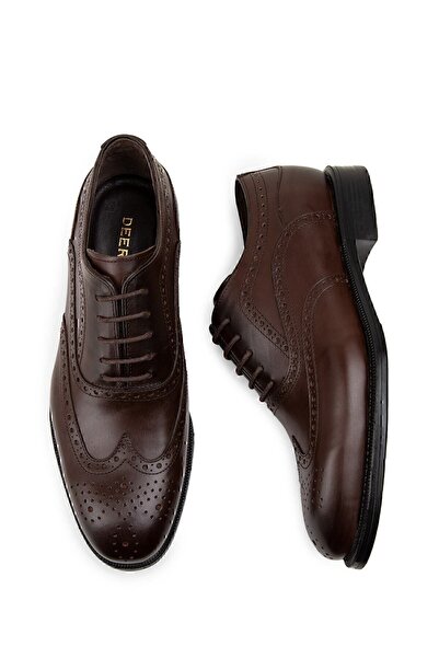 Deery Hakiki Deri Kahverengi Klasik Erkek Oxford Ayakkabı