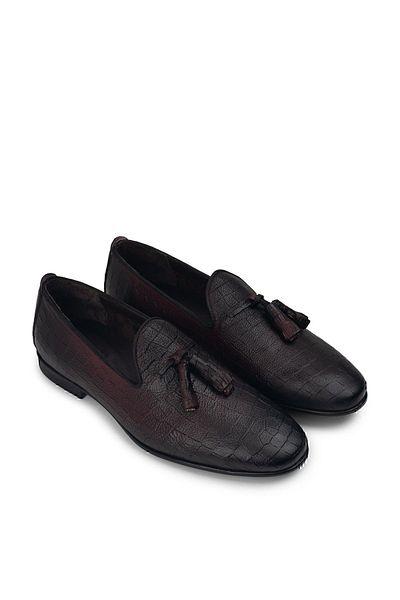 Deery Ανδρικό Loafer με φούντα από γνήσιο δέρμα Claret Red
