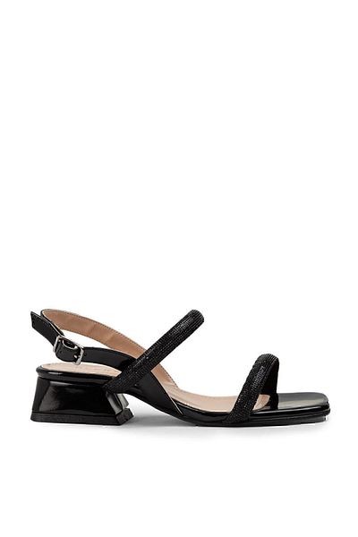 Deery Black Heeled Women's Evening Dress Shoes