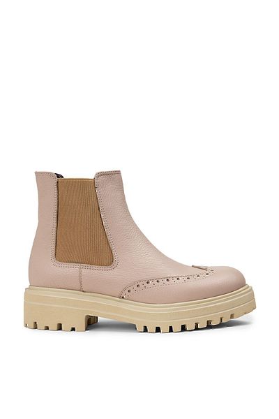 Deery Genuine Leather Beige Women's Chelsea Boots