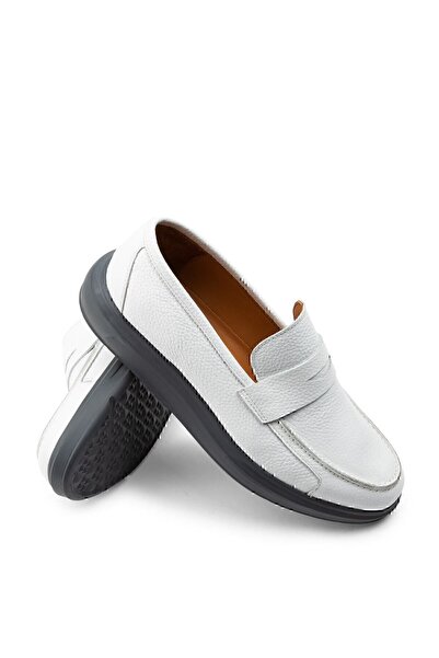 Deery Шкіряні білі чоловічі мокасини Comfort