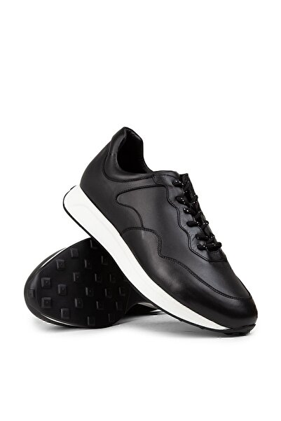 Deery Μαύρο ανδρικό αθλητικό παπούτσι από γνήσιο δέρμα