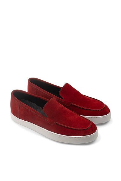 Deery Γνήσια Suede Red Loafer Ανδρικά Παπούτσια