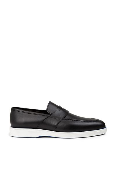 Deery Men's Black Genuine Leather Loafer Shoes