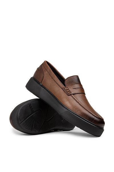 Deery Men's Genuine Leather Tan Color Loafer Shoes
