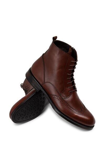 Deery Hakiki Deri Bakır Rengi Fermuarlı Erkek Bot