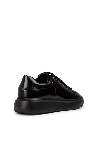 Deery Men's Genuine Leather Black Sneaker Shoes