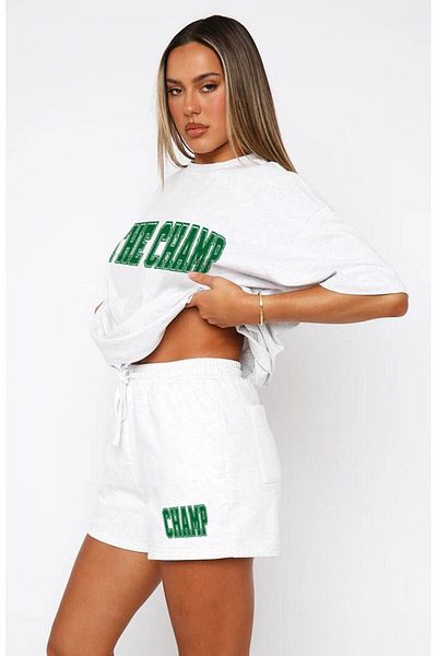 The Champ Clothing Women's Summer Oversized T-Shirt Shorts Set – the Champ Printed Sports Two-Piece Set