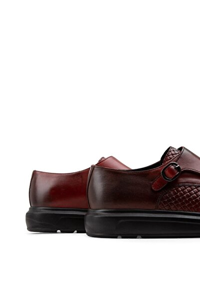 Deery Hakiki Deri Bordo Comfort Çift Tokalı Günlük Erkek Ayakkabı
