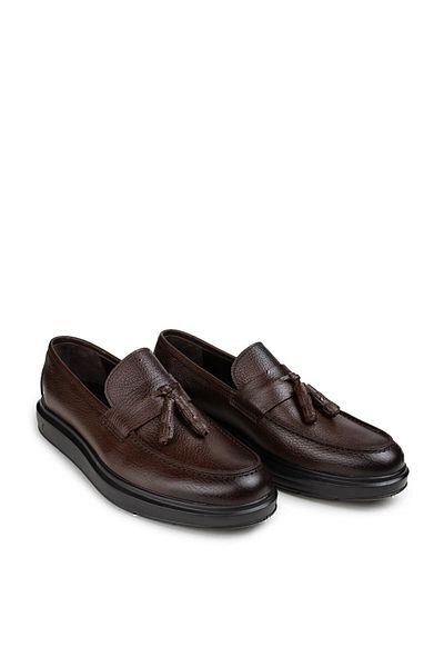 Deery Ανδρικό καφέ από γνήσιο δέρμα Comfort Loafer με φούντες