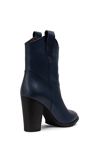 Deery Hakiki Deri Lacivert Kadın Bot