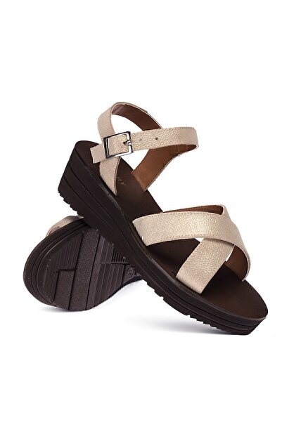 Deery Genuine Leather Beige Women's Sandals