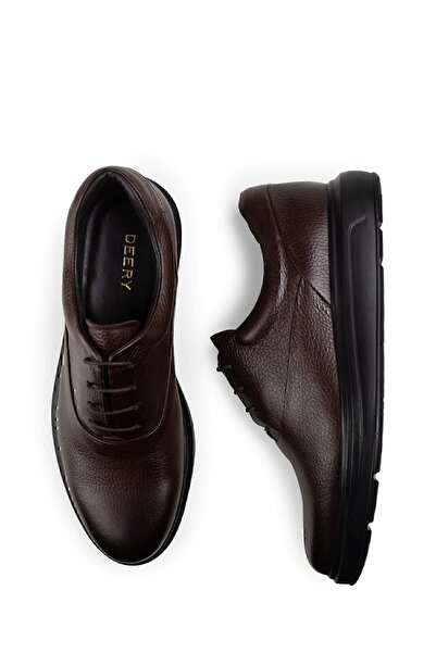 Deery Ανδρικά παπούτσια casual από γνήσιο δέρμα καφέ