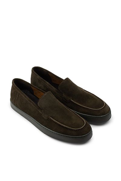 Deery Γνήσια ανδρικά παπούτσια Suede Khaki Loafer