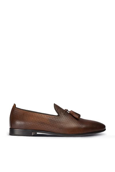 Deery Ανδρικό καφέ Loafer από γνήσιο δέρμα