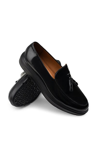 Deery Чоловічі лофери з натуральної шкіри чорного кольору з китицями Comfort