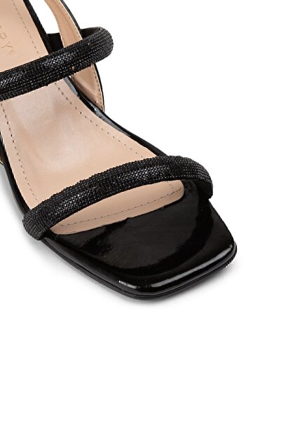 Deery Black Heeled Women's Evening Dress Shoes