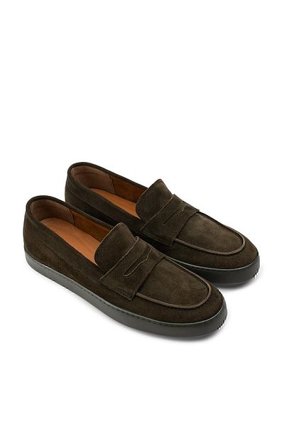 Deery Γνήσια ανδρικά παπούτσια Suede Khaki Loafer