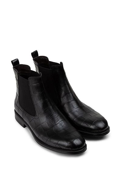 Deery Genuine Leather Black Men's Chelsea Boots