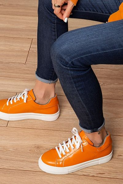 Deery Γυναικεία παπούτσια Sneaker από γνήσιο δέρμα πορτοκαλί