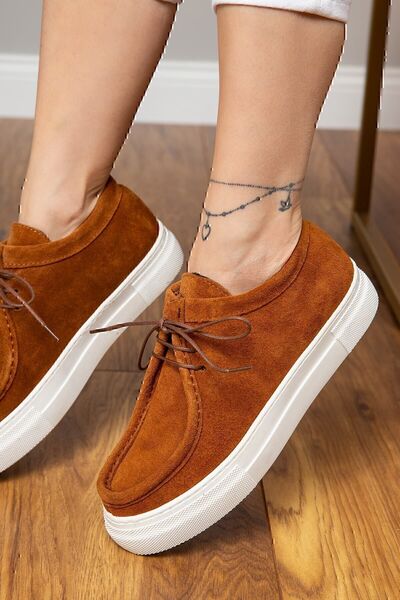 Deery Γνήσια γυναικεία παπούτσια Sneaker Suede Tan Color