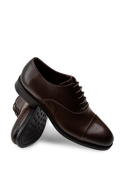 Deery Ανδρικά παπούτσια Oxford από γνήσιο δέρμα καφέ κλασικό