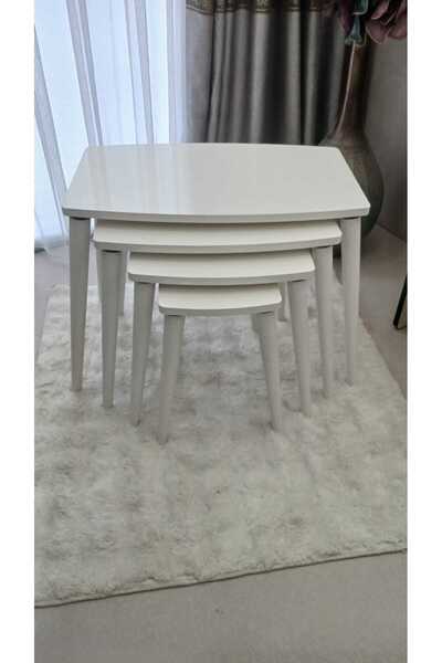 deniss home Dörtlü Mdf Ahşap Zigon Sehpa Bej