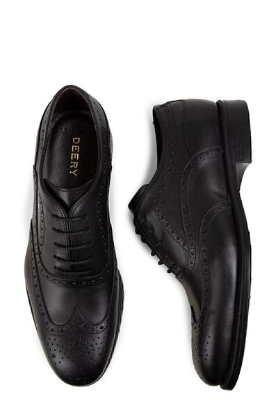 Deery Μαύρα ανδρικά κλασικά παπούτσια από γνήσιο δέρμα