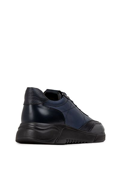 Deery Genuine Leather Navy Blue Men's Sneakers