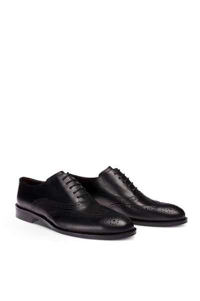 Deery Ανδρικά παπούτσια από γνήσιο δέρμα μαύρα Classic Oxford