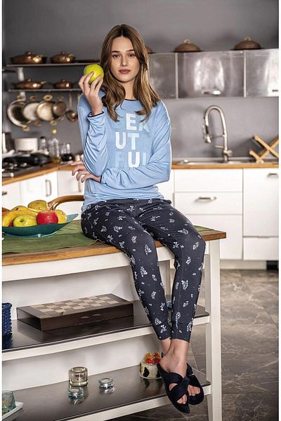Jiber Set de pijamale de iarnă cu gât rotund pentru femei 10088 - 1 bucată