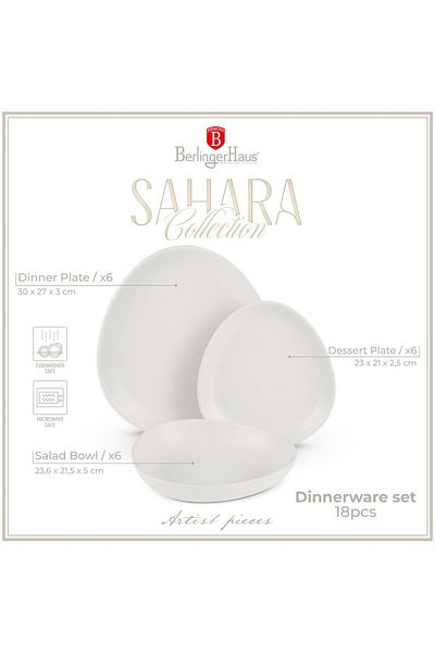 Berlinger Haus 18-piece Sahara Plate Set Bh 10020, Cream