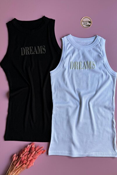 VicTroy Dreams Model |   4-Piece Black, White, Green and Powder Color Cotton Camisole Women's Undershirt 60E50