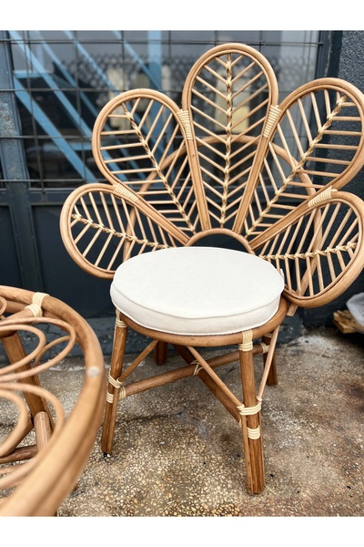 Store Bambu Papatya Çiçek Sandalye Minderli