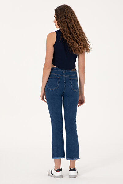 U.S. Polo Assn. Kadın Mavi Slim Flare Cropped Fit Jean Pantolon 50296001-DN0022