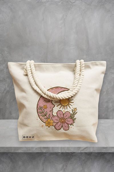BEKZ Geanta de plaja Sunny Moon, 40x51 cm, Crem, BEKZ®
