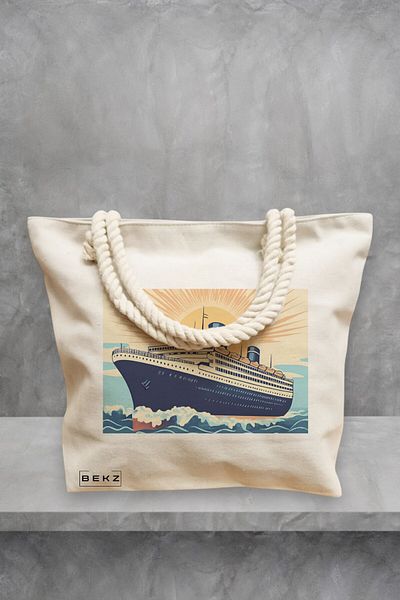 BEKZ Geanta de plaja, model Sunrise Cruise, 40x51 cm, Crem, BEKZ®