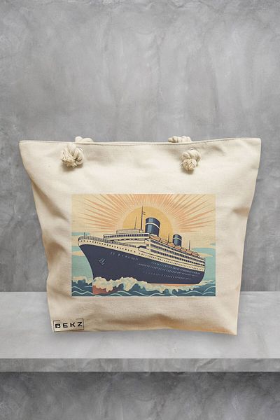 BEKZ Geanta de plaja, model Sunrise Cruise, 40x51 cm, Crem, BEKZ®