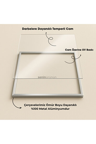 seninürünün Bahar Yansıması Abstract Green Gerçek Cama Baskı Gold Alüminyum Metal Çerçeveli Tekli Modern Tablo