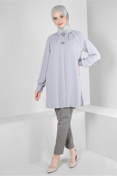 Alvina ACCESSORY DETAILED SHIRT COLLAR TUNIC 43507