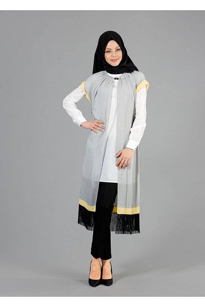 TRENDTESETTÜR Women's Cream (CREAM-BLACK) T 4710 Maglia Hijab Tunik