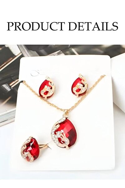 Generic Fashionable Peacock Pendant Earrings Necklace Ring Three-piece Set Micro-inlaid Water Drop Zircon