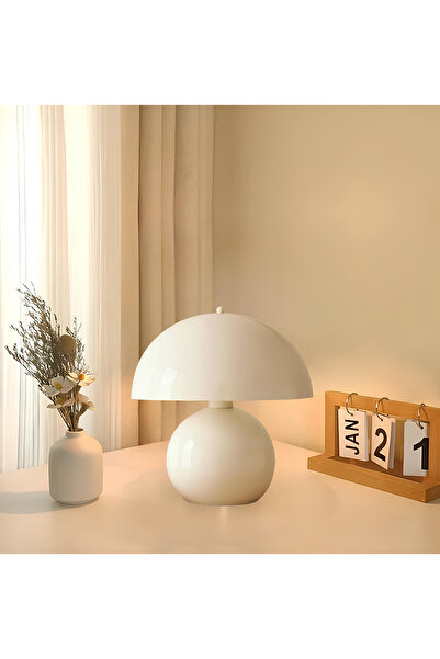 burenze Modern Tasarım Merkür Abajur Krem Gövde Kablolu Tak Çalıştır Masa Lam...