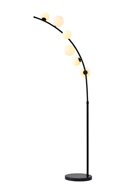 Apliqa Felin Siyah 6 Cam Başlıklı Deve Boynu Lambader