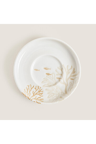 Chakra Mely Balıklar Çay Tabağı Krem-Bej