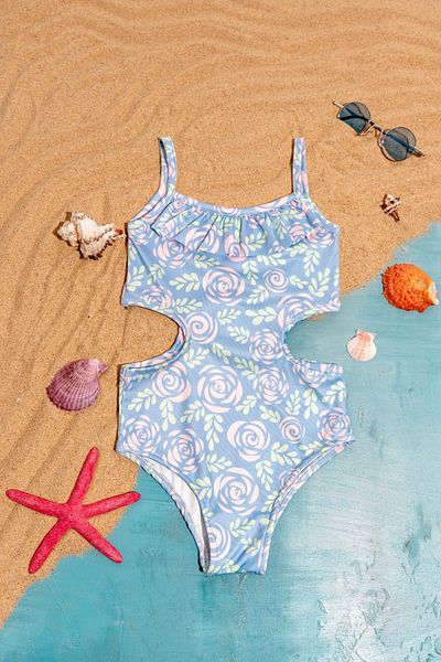 Minipodyum Costum de baie pentru fete cu volane